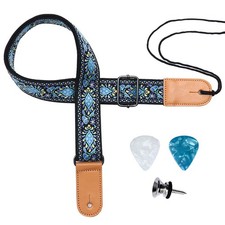 Ukulele Strap, Hawaiian Jacquard Blue Flower Ukelele Shoulder Strap, Suitable...