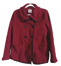 Old Navy Womens Pea Coat S Red Double Breasted Long Sleeve Lightweight Casual