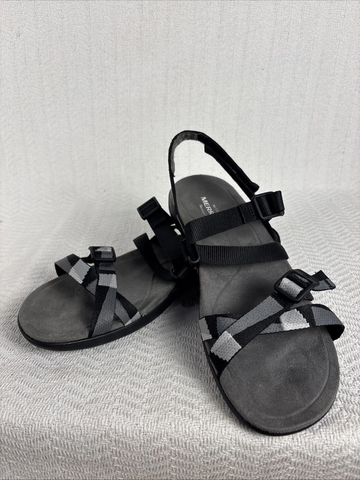 Merrell Womens District 3 Black Backstrap Sandals Shoes Summer Sz 8 Memory Foam
