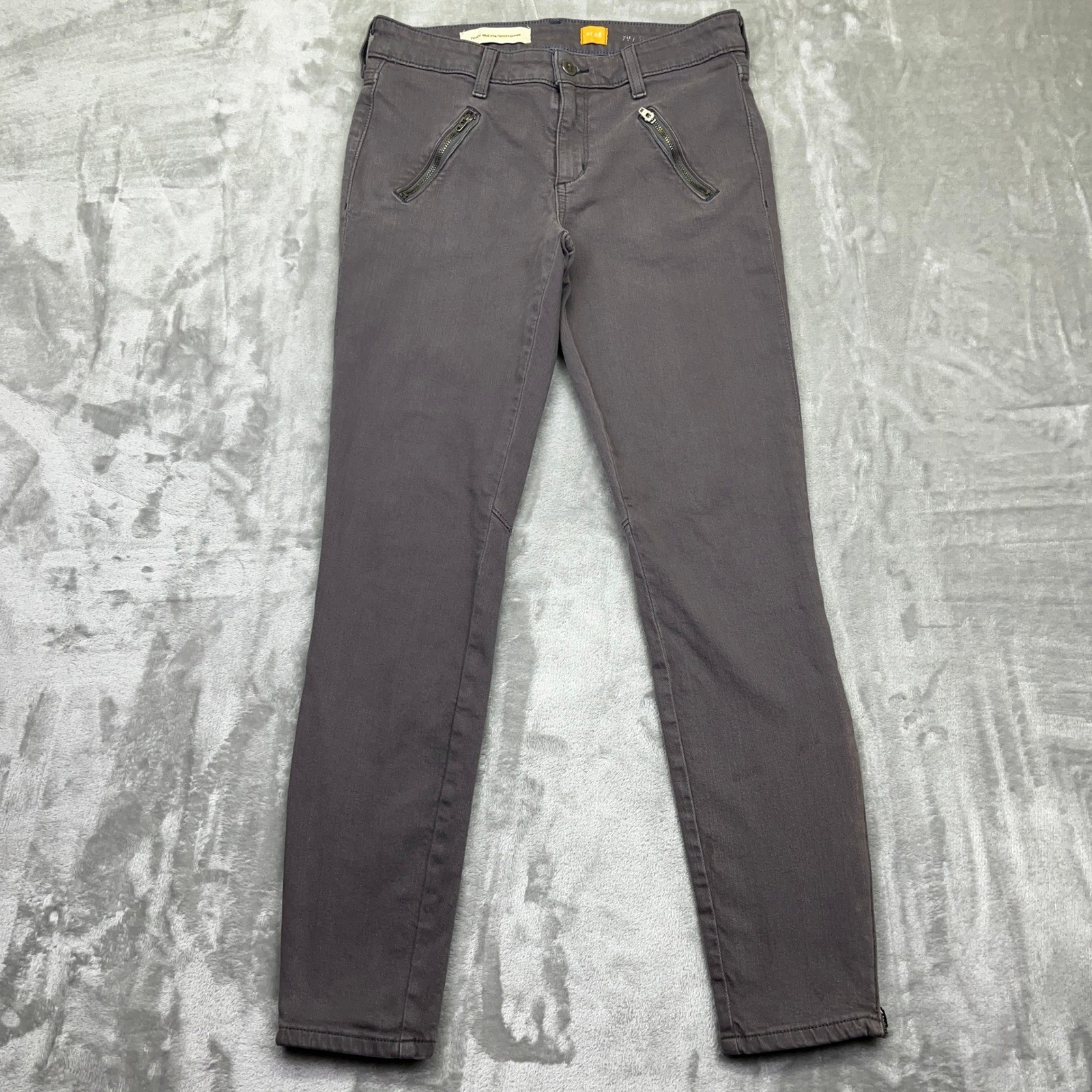 Pilcro and the Letterpress Gray Moto Jeggings Zipper Pockets Skinny Jeans 28