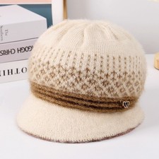 Image of Warm Fleece Lined Knitted Beanie Hat for Women with Earflap Cold Weather Gear