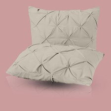 eBeddy Linens Full/Queen Silver Grey Pinch Pleated Pintuck Pillow Shams Set -...