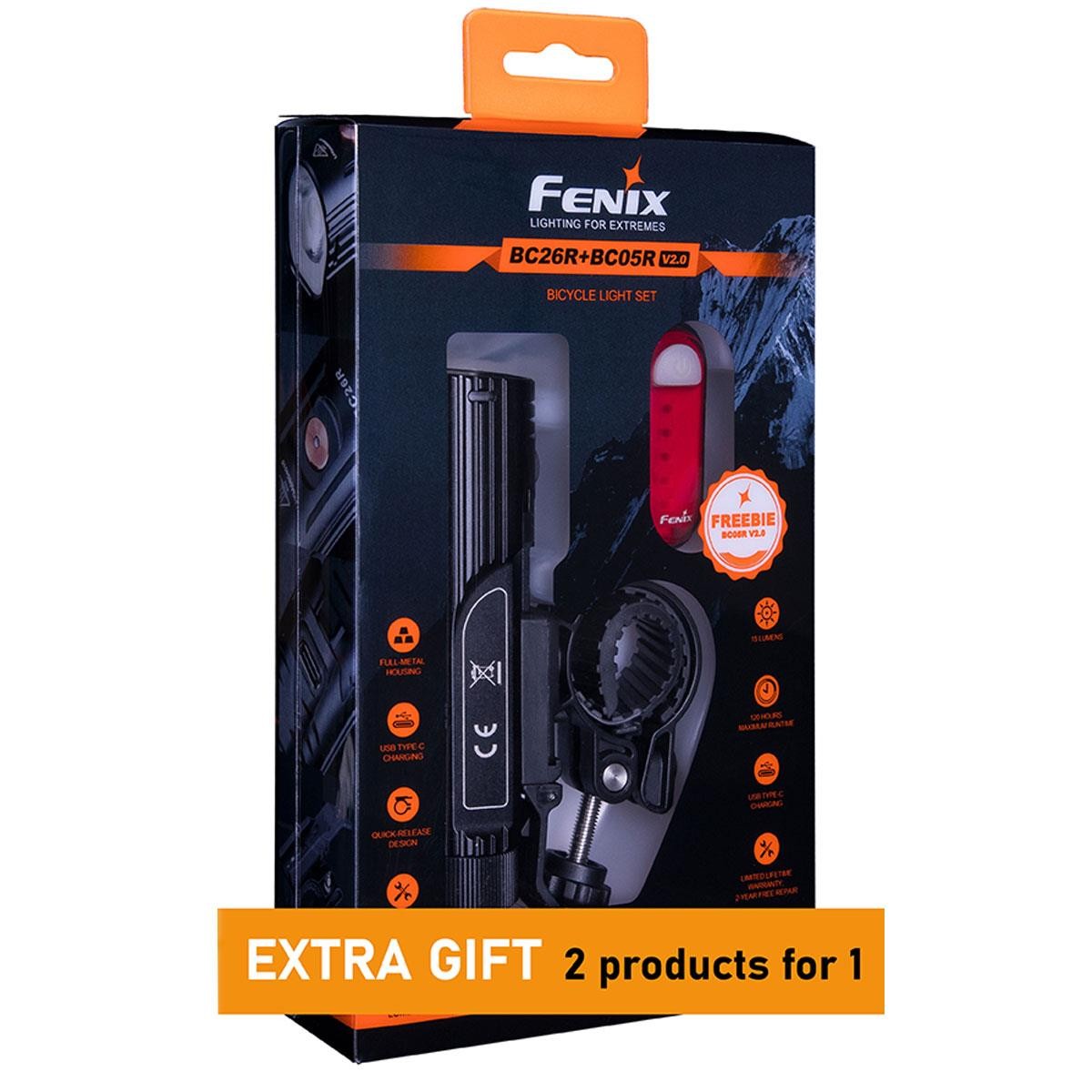 Fenix BC26R + BC05R V2.0 Bicycle Light Set - 1600 Lumens Max