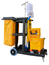 Heavy-Duty Janitorial Cart with 3 Shelves  25 Gallon Bag - Smooth Mobility