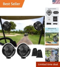 2-Pack Magnetic Golf Cart Fan Rechargeable, 12000mAH Battery Operated Portabl...