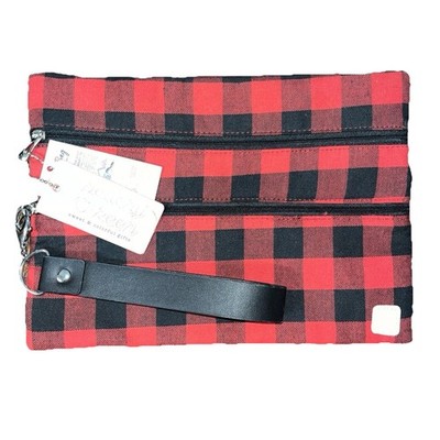 Peachy Keen Plaid  Double Zipper Versi Bag Wristlet  7.5'' X 10''  NWT.  Unboxed