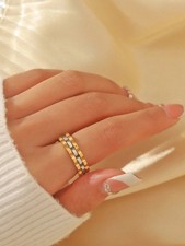 Multicolor Dual Tone Stainless Steel Layered Ring Size 7 8 10 11
