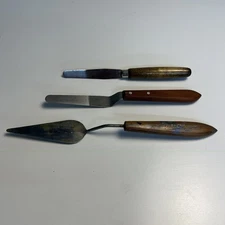 Vintage Palette Knife Lot Three Artist Tools Windsor Newton Loew Cornell