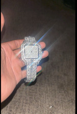 Cartier Santos 35mm Square Quartz Silver Roman Dial Bracelet 30m Custom