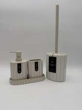 Hinch Home Ceramic Bathroom Accessories Set Toilet Brush Soap Dispenser Tray