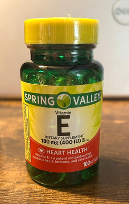 Spring Valley * Vitamin E 180mg (400 IU) * 100 Soft gels * Exp 4/27 * NEW