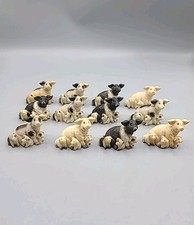 Small Resin Pig Lot Of 12 Mom And Babies Sitting Down