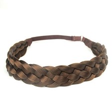 5 Strands Synthetic Hair Braided Headband Classic Chunky Wide Medium Brown