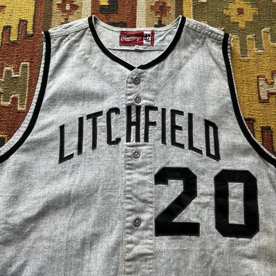 Винтажная шерстяная футболка 1950-х Rawlings для бейсбола/софтбола размер 42 без рукавов  - Изображение 2 из 4