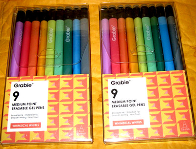 (18 Count) Grabie Erasable Gel Pens, 9 Colors Erasable Pens, Mistakes Disappear