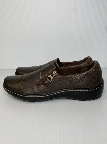 Scarpe mocassini Clarks Cora Harbor comodi pelle marrone donna taglia 10 slip on