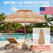 9' Thatched Tiki Umbrella Patio Umbrella 9 ft Poolside Patio Beach Hula Umbrella