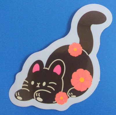 Adorable Floral Kitty Cat Sticker 2.38'' x 2.75'' (AK)