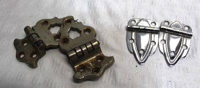 Lot of 2 Sets of Vintage Hinges ~ Heavy Thick Metal Art Deco Look