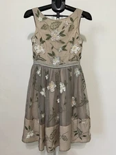 Needle & Thread Embroidered Floral Mesh Dress with Sleeveless Design