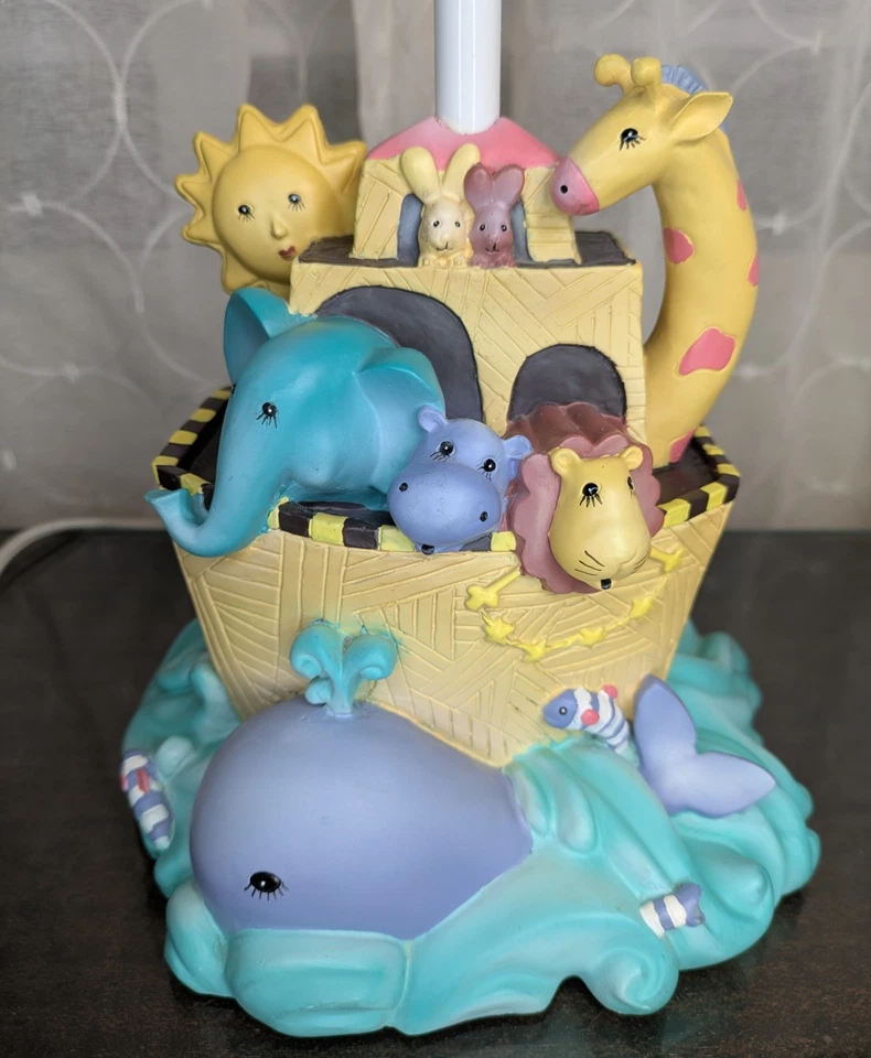 Lámpara de mesa eléctrica infantil Arca de Noé 3D de colección y placa de interruptor pintada a mano ¡FUNCIONA! Foto 2 de 4
