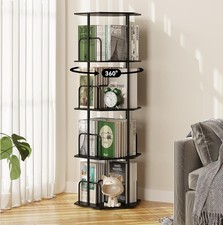 4 Tier Rotating Bookshelf Tower Revolving 360 Spinning Bookcase Hexagonal