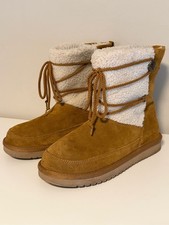 Koolaburra by UGG women  s size 7 shearling suede tan pull on midcalf boots