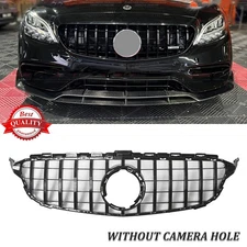 Black Front Grille For Mercedes Benz W205 C-Class C200 C300 C250 2019-2021 Grill
