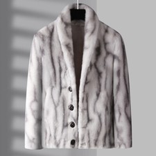 2023 Mens Faux Fur Jacket Winter Velvet Coat ...