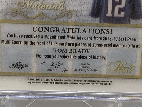 2019 Leaf Magnificent Materials Pearl TOM BRADY EIGHT PANEL GAME USED /4 - Picture 3 of 14
