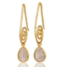 Rainbow Moonstone 925 Silver Handmade Dangle Earrings Gemstone Jewelry