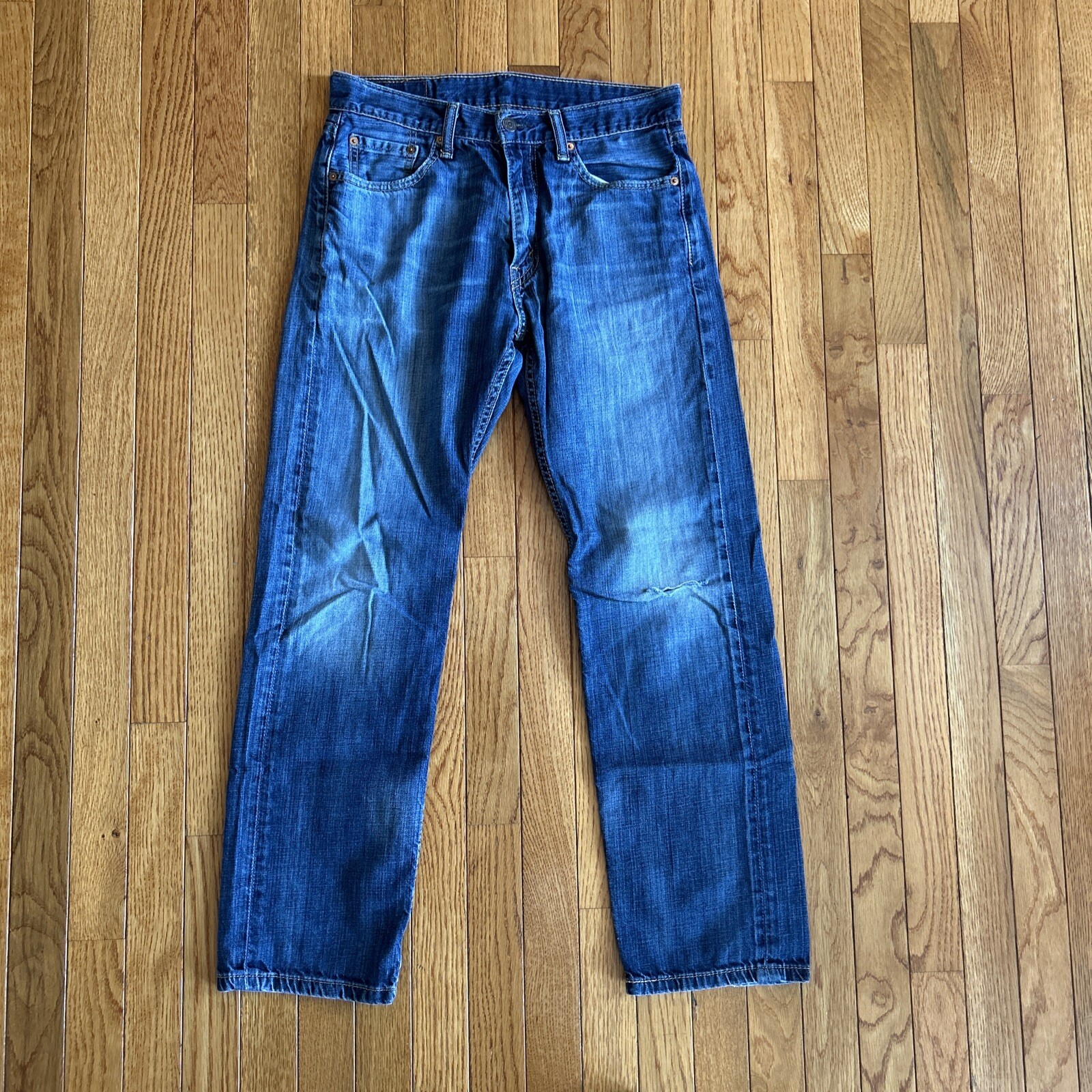 Levis 505 Jeans Mens 30x30 (30x39) Blue Denim Regular Fit Straight