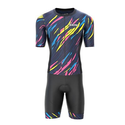 Sikma Herren Halbarm Trisuit Atmungsaktiv Mesh Triathlon Gepolstert Radfahren HAUT Anzug