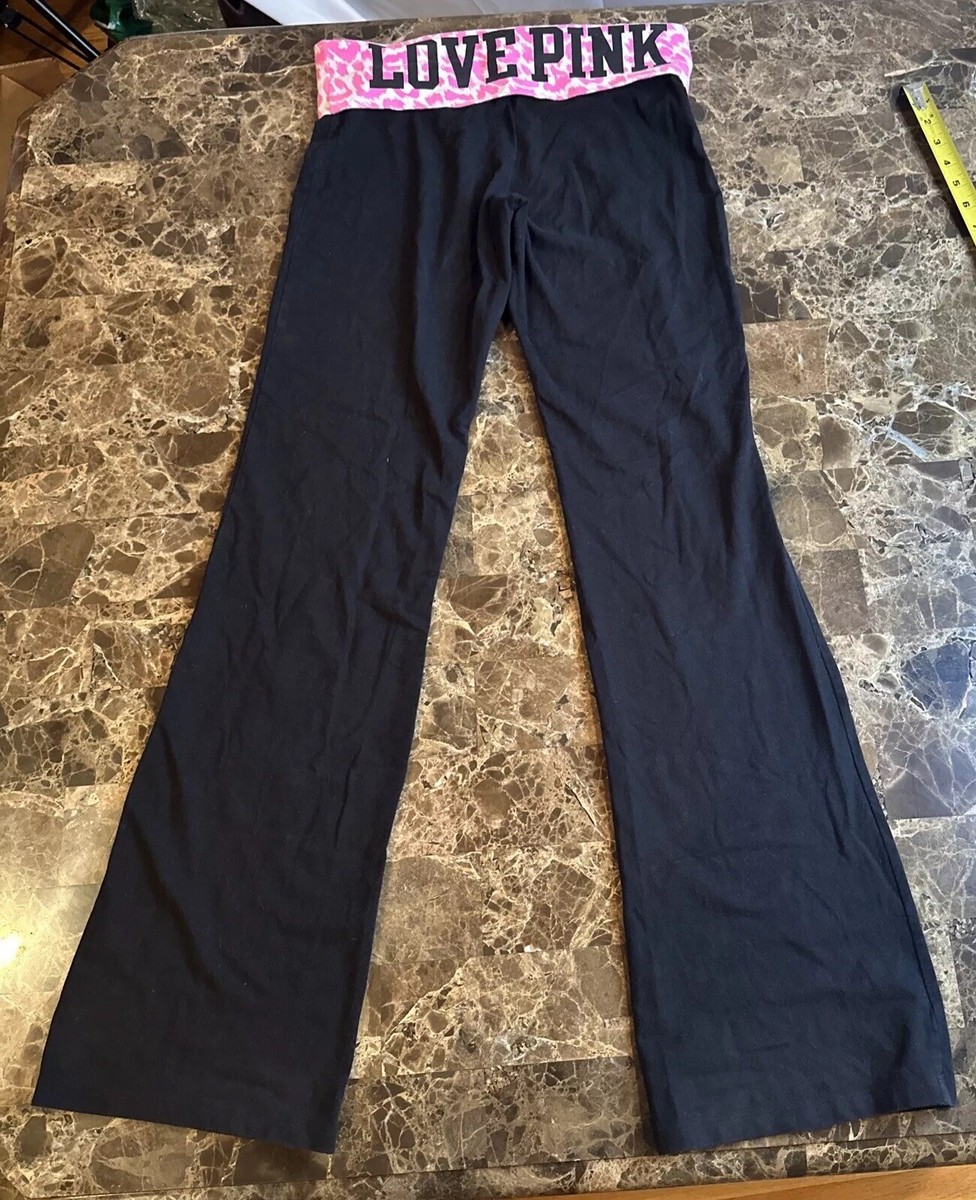 Victoria Secret Low Rise Y2K Yoga Flare Leg Pants Logo Thick Band