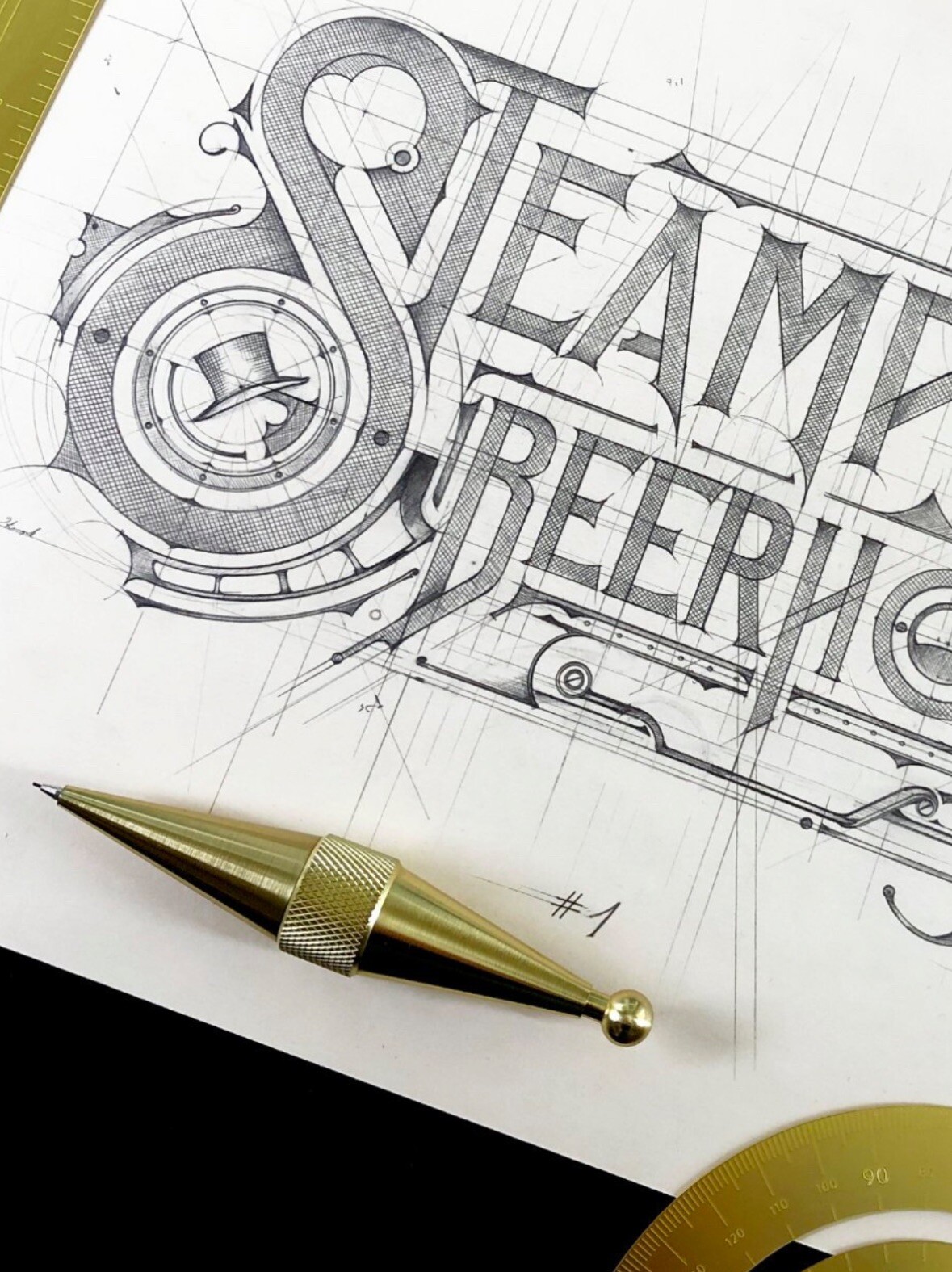 2x Pencil TOM DIXON Cog Pencil Tube Brass 0.5mm