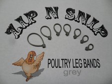 Grey LEG BANDS ONE size fits ALL POULTRY Chicken Duck Turkey Pheasant Goose
