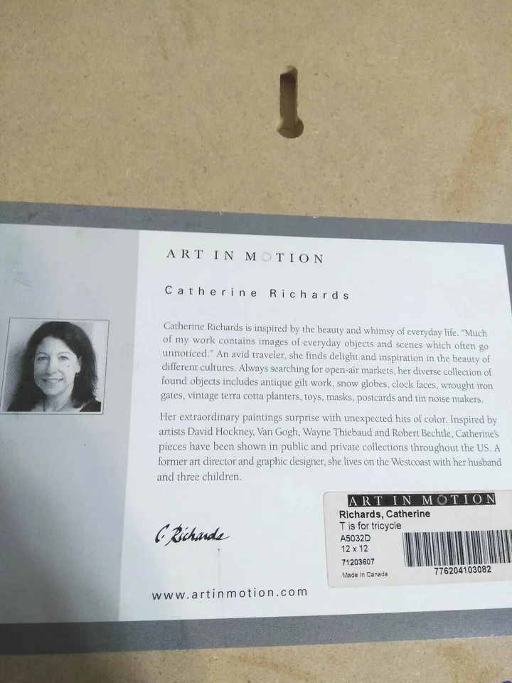 Arte de pared rojo T es para triciclo Catherine Richards niño/niñas guardería habitación infantil Foto 2 de 3