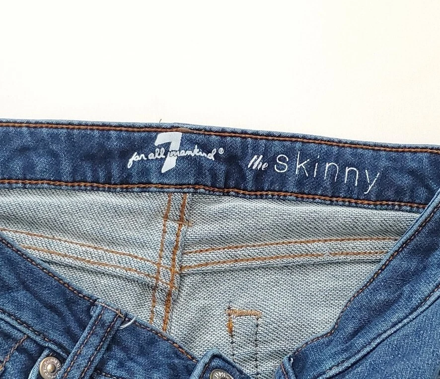 Pantalones de mezclilla 7 Seven For All Mankind (niñas talla 12) The Skinny Distressed azul Foto 3 de 4