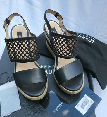 STEFFEN SCHRAUT- Wedge Sandals. 98 Cristal Road. 001 Black. Size EU39