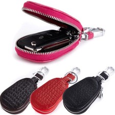 Genuine Leather Car Remote Key Fob Chain Zipper Wallet Holder Bags Case Cover US