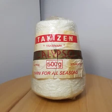 Takizen Calypso Machine Knitting Yarn - 377 gram acrylic white vintage (C9)