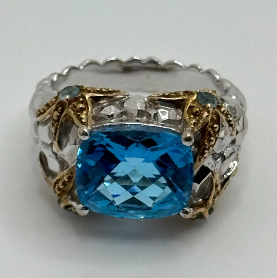 Anillo estrella de mar Victoria Wieck plata esterlina y vermeil topacio azul suizo talla 9 Foto 2 de 4