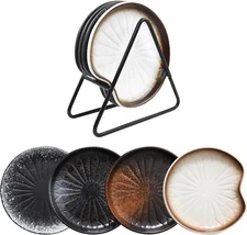 Kitchen Decor 4 Pack Spoon Rest for Stove Top Ceramic Spoon Holder Large Spoon 