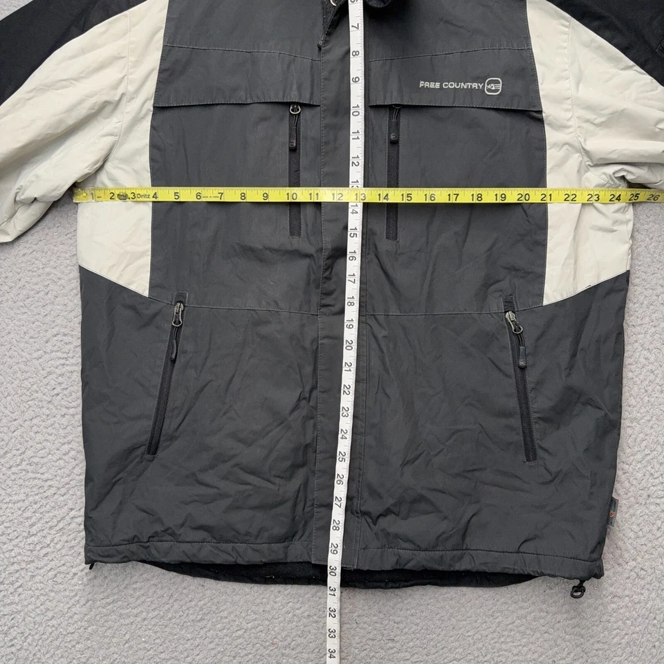 Free Country FCXtreme Jacket Mens M Gray Black Full Zip Lined Hood Outdoors FLAW - Image 4 of 4