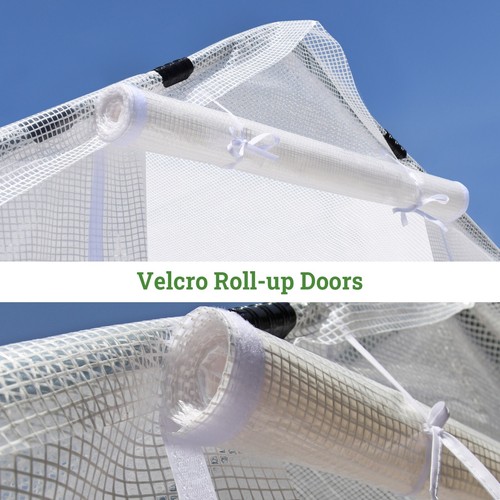 Large Walk-in Greenhouse Peak Roof Metal Frame PE Cover w 2 Doors & ABS Clamps - Picture 43 of 49