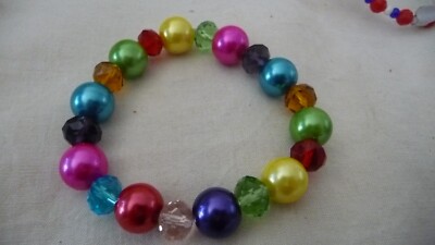 M#5/2X vtg Costume BRACELET  STRETCH  MULTI COLORED  BEADS 