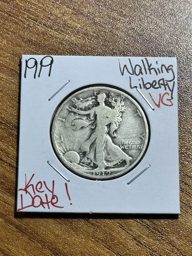 1919 P Walking Liberty Half Dollar VG Very Good Key Date US 50c Coin (Raw8735)
