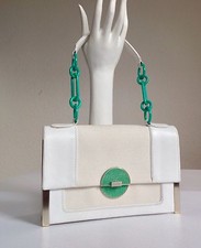 Borsa da matrimonio Calvin Klein art deco anni 20 smeraldo/bianco canvas lizard leather