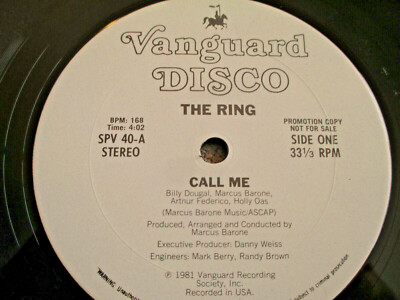 THE RING - CALL ME / Theme From ''THE SAINT'' 12'' WLP PROMO VANGUARD SPV-40 EX '81