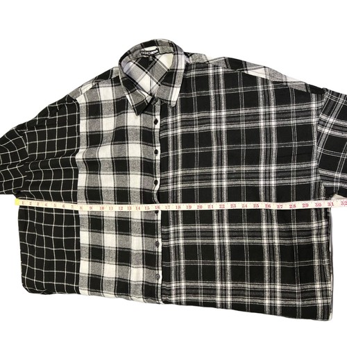 Camicia donna media oversize in flanella a quadri Fashion Nova nuova con etichetta emozioni miste - Foto 14 di 18